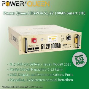 Power Queen LiFePO4 51,2V 100Ah Smart 3HE